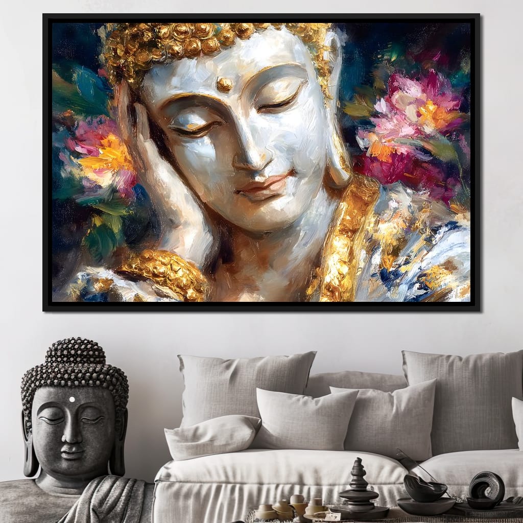 Golden Buddha Lotus Reverie Canvas Wall Art