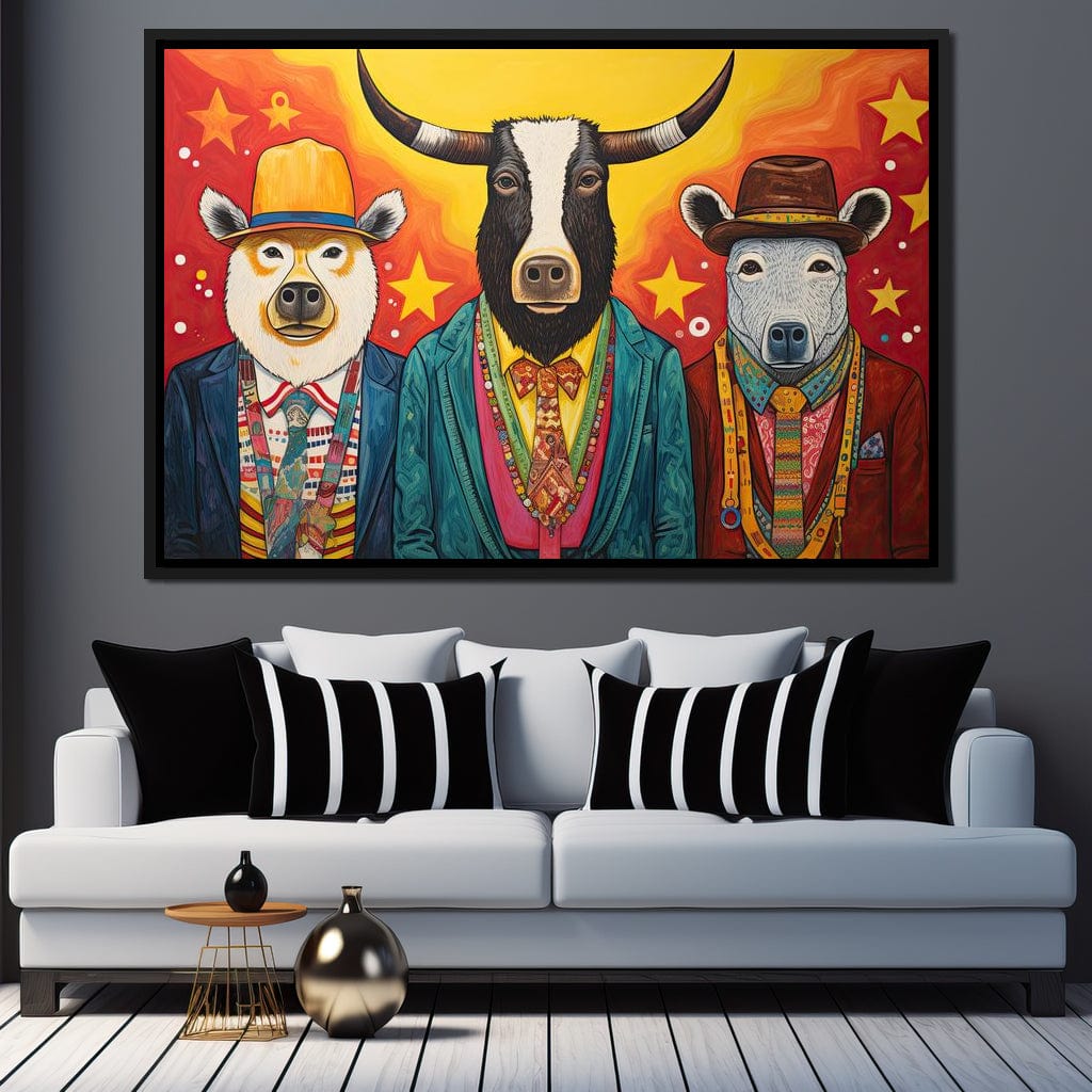 Dapper Wild Trio of Animals Canvas Wall Art