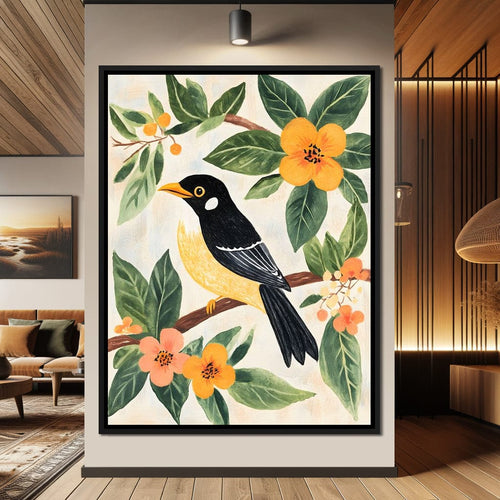Birdsong Among Blossoms Canvas Wall Art