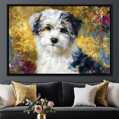 Golden Garden Puppy Canvas Wall Art