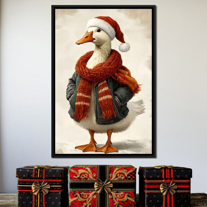 Festive Goose With Cozy Style Canvas Wall Art