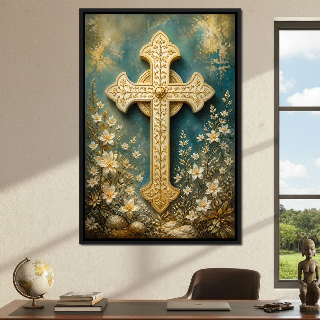 Gilded Petals Near The Relic Canvas Wall Art