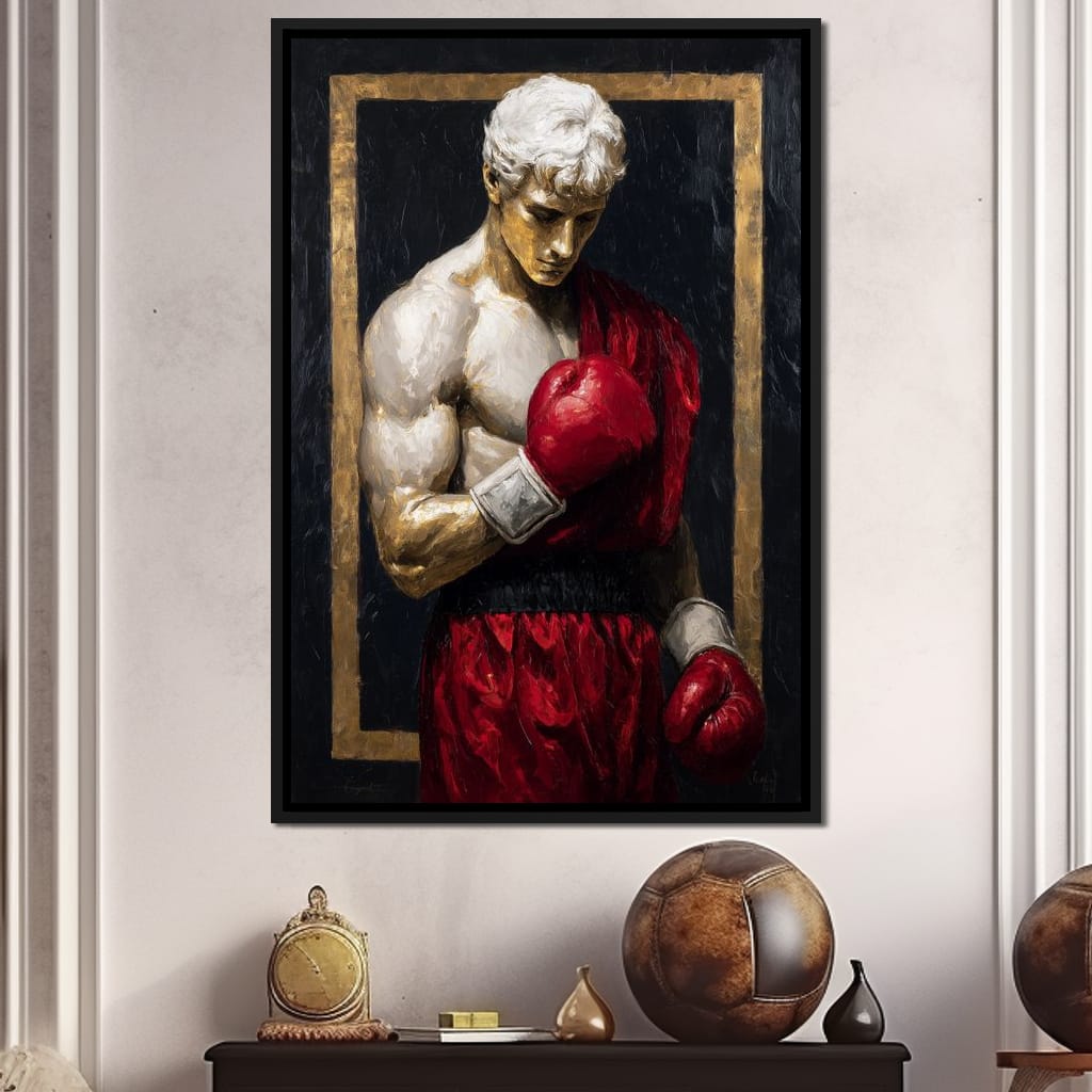 Golden Frame Boxing Champion Canvas Wall Art