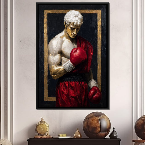 Golden Frame Boxing Champion Canvas Wall Art