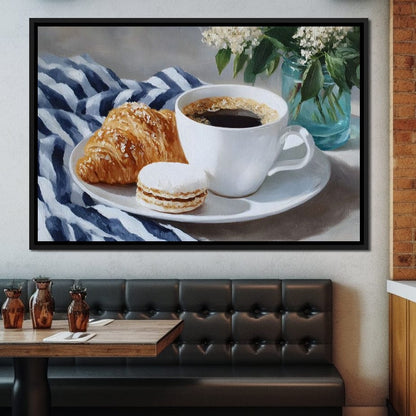 Morning Coffee Pastry & Macaron Canvas Wall Art