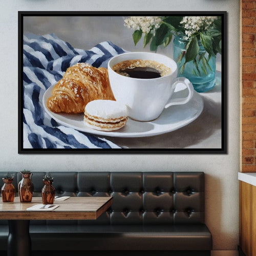 Morning Coffee Pastry & Macaron Canvas Wall Art