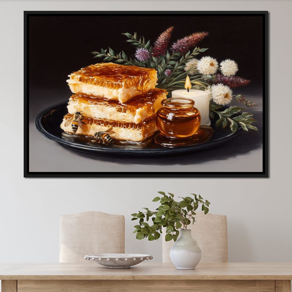 Golden Honeycombs Canvas Wall Art