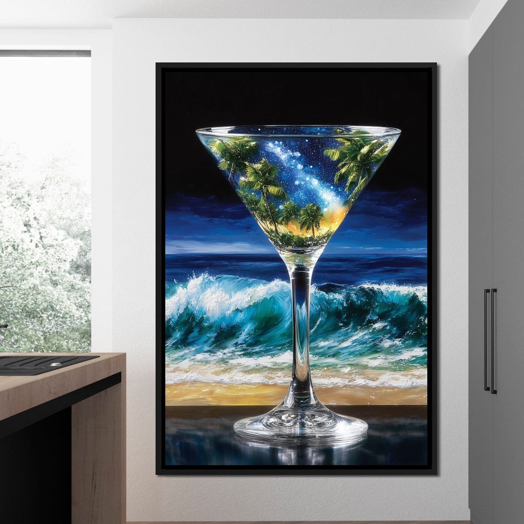 Cosmic Cocktail Island Night Canvas Wall Art
