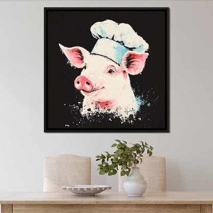 Cheerful Chef Piglet Canvas Wall Art