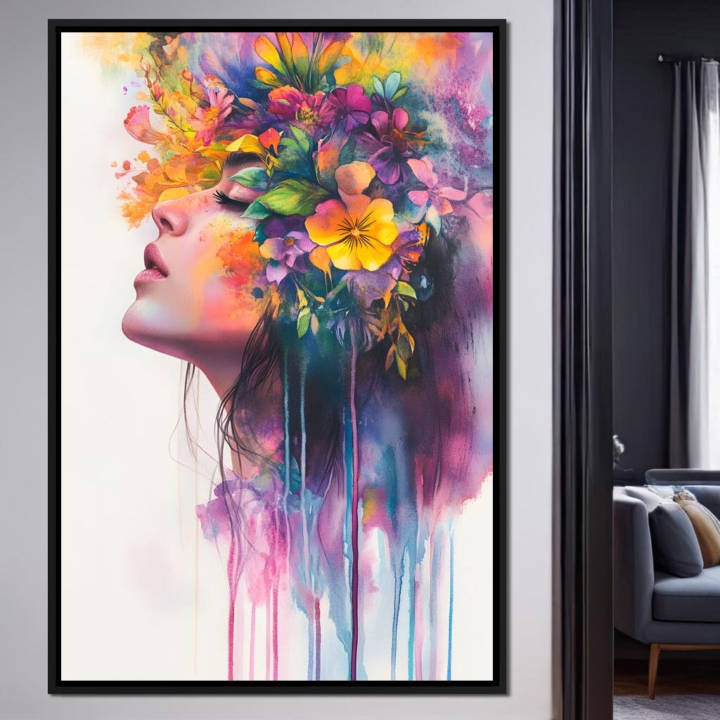 Floral Dreams Embrace Essence Canvas Wall Art