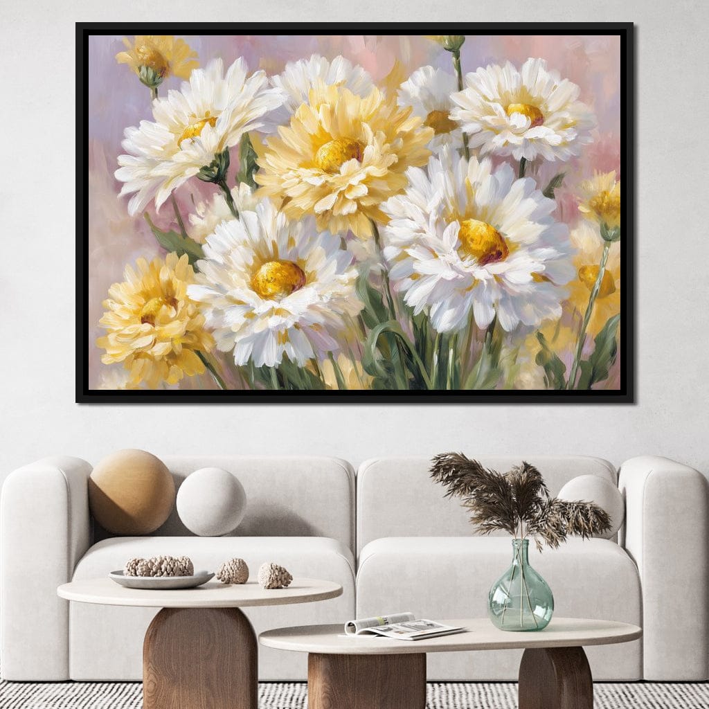 Golden Daisy Garden Glow Canvas Wall Art