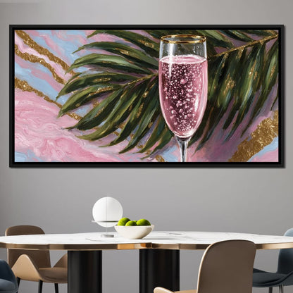 Pink Champagne Palm Luxe Canvas Wall Art