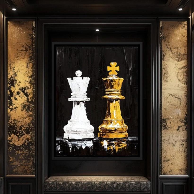 Regal Duel Monochrome Majesty Canvas Wall Art