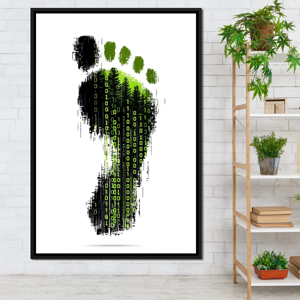 Digital Forest Footprint Code Canvas Wall Art