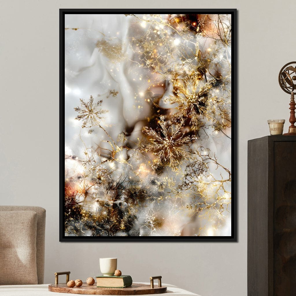 Golden Snowflake Reverie Canvas Wall Art