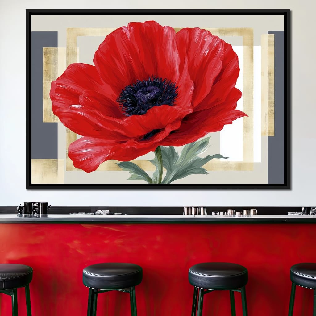 Bold Poppy Bloom Portrait Canvas Wall Art