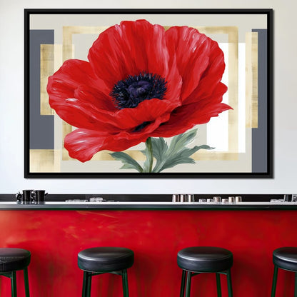 Bold Poppy Bloom Portrait Canvas Wall Art