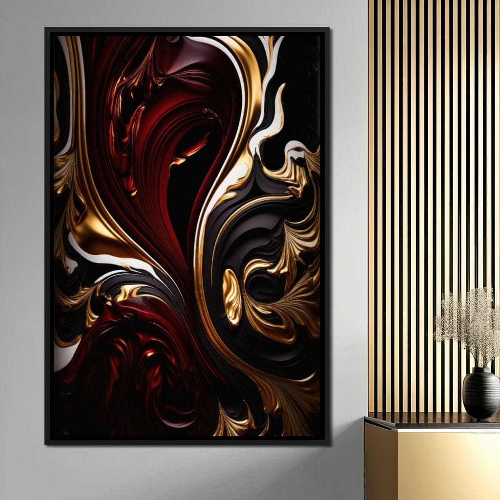 The Marble-Lux Collection: Dark Red & Vibrant Gold 06 Canvas Wall Art