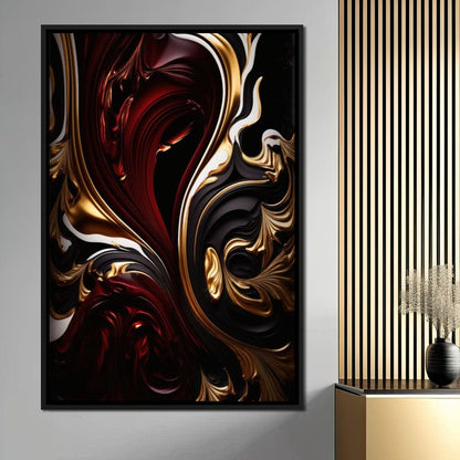 The Marble-Lux Collection: Dark Red & Vibrant Gold 06 Canvas Wall Art