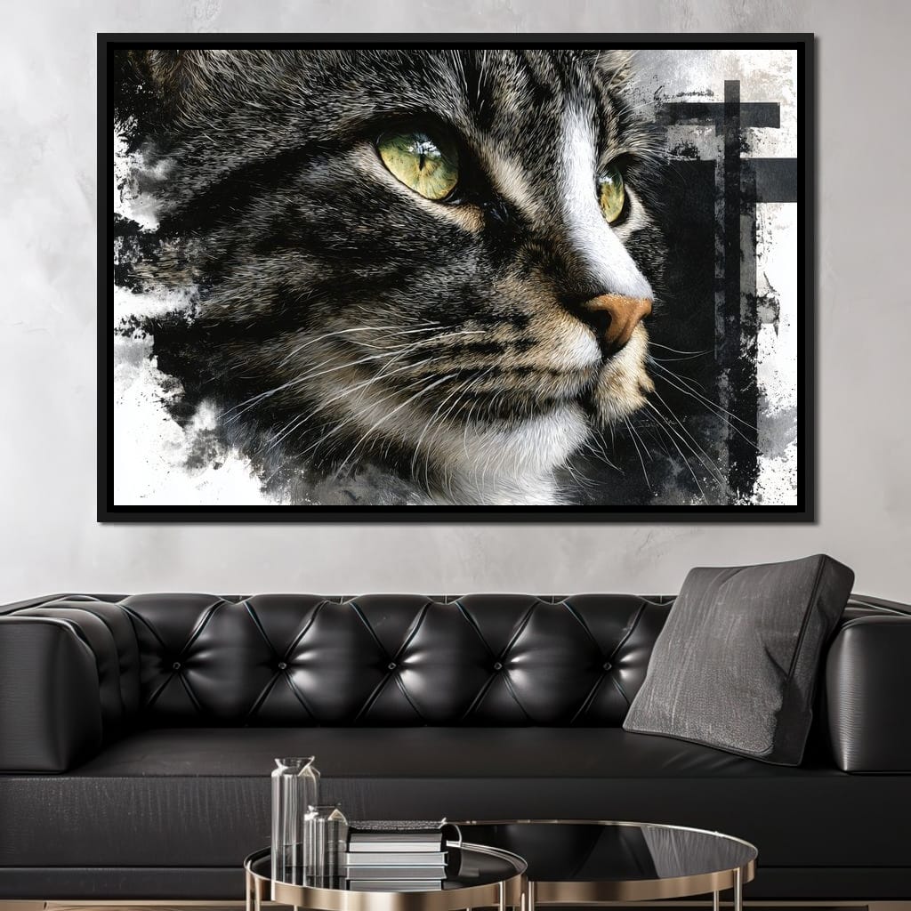 Golden Eyed Cat Portrait Canvas Wall Art