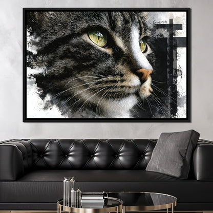 Golden Eyed Cat Portrait Canvas Wall Art