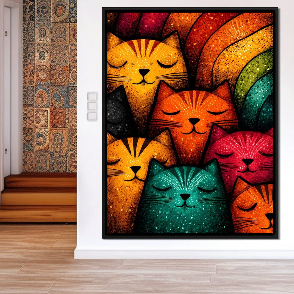 Dreamy Feline Kaleidoscope Canvas Wall Art
