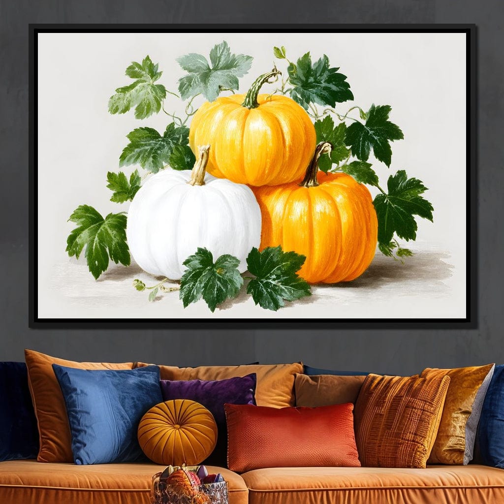 Harvest Pumpkin Trio Botanical Canvas Wall Art