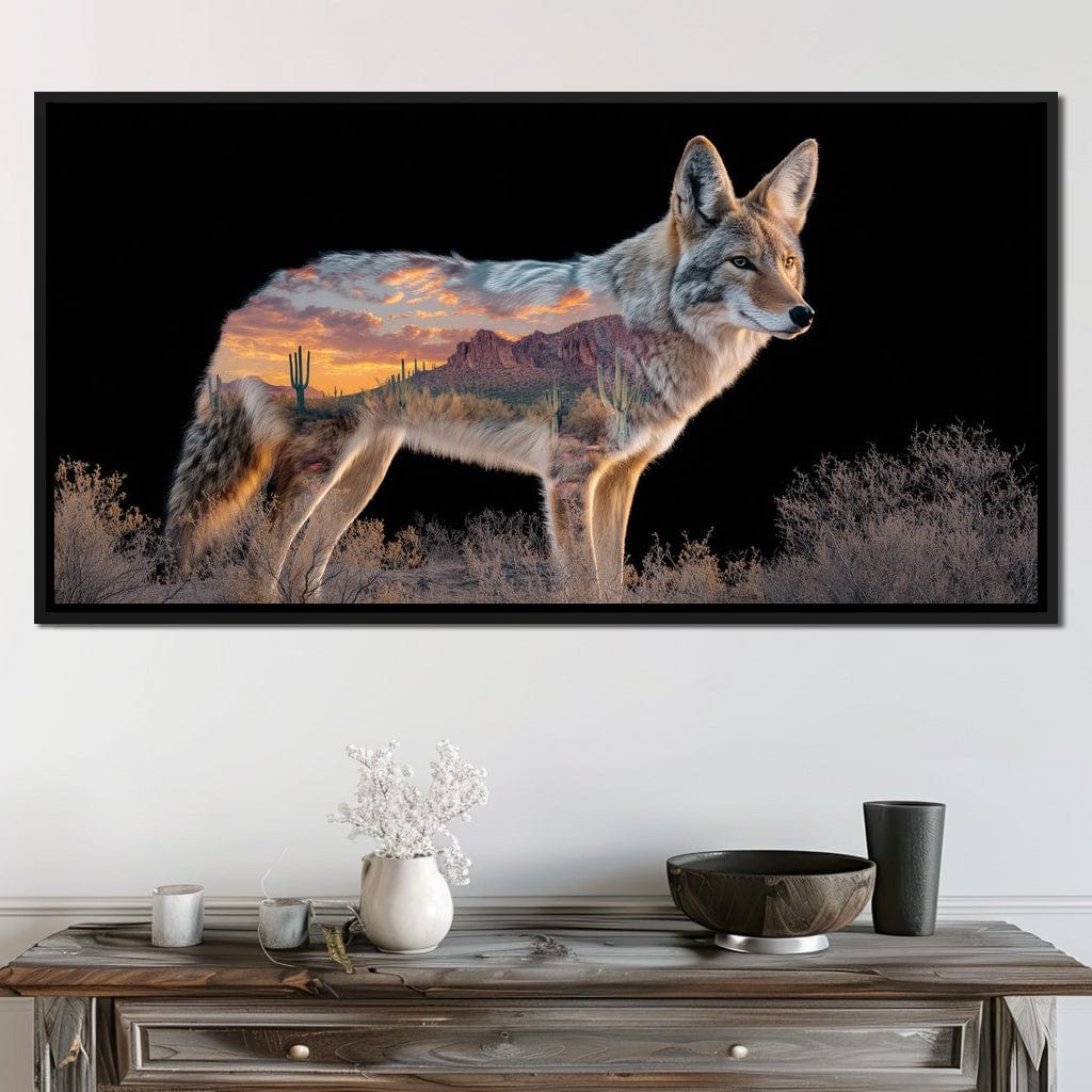 Desert Coyote Sunset Vista Canvas Wall Art