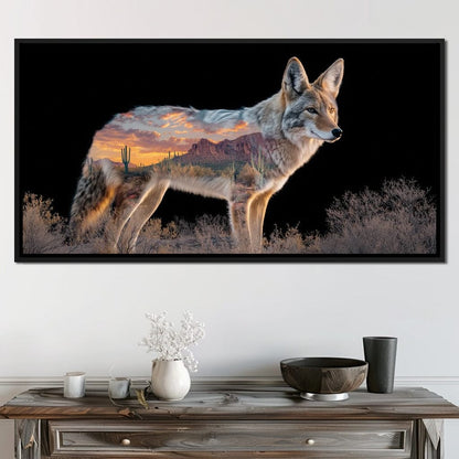 Desert Coyote Sunset Vista Canvas Wall Art
