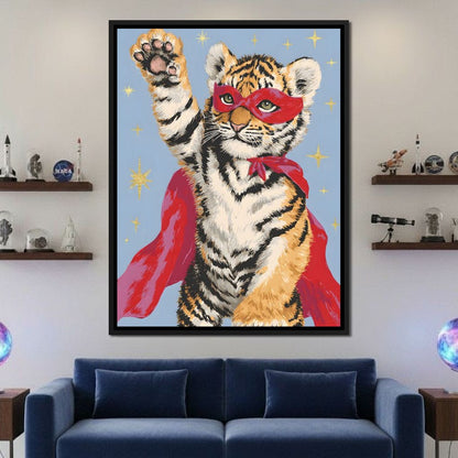 Superhero Tiger Cub Rising Canvas Wall Art
