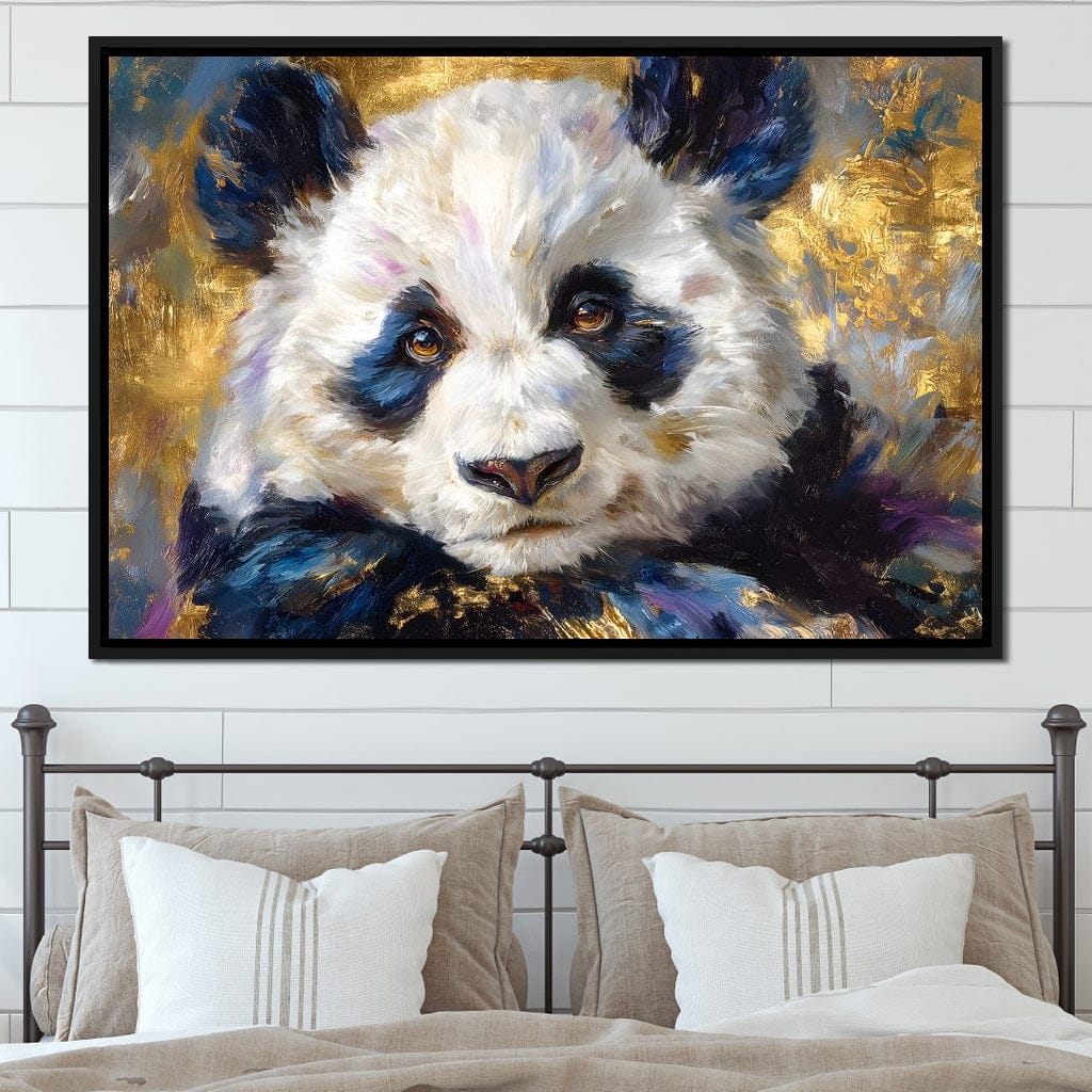 Golden Panda Daydream Portrait Canvas Wall Art