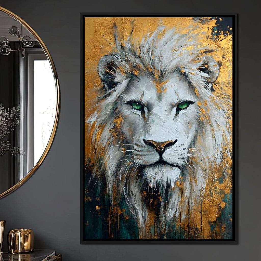 Majestic Lion Gold Radiance Canvas Wall Art