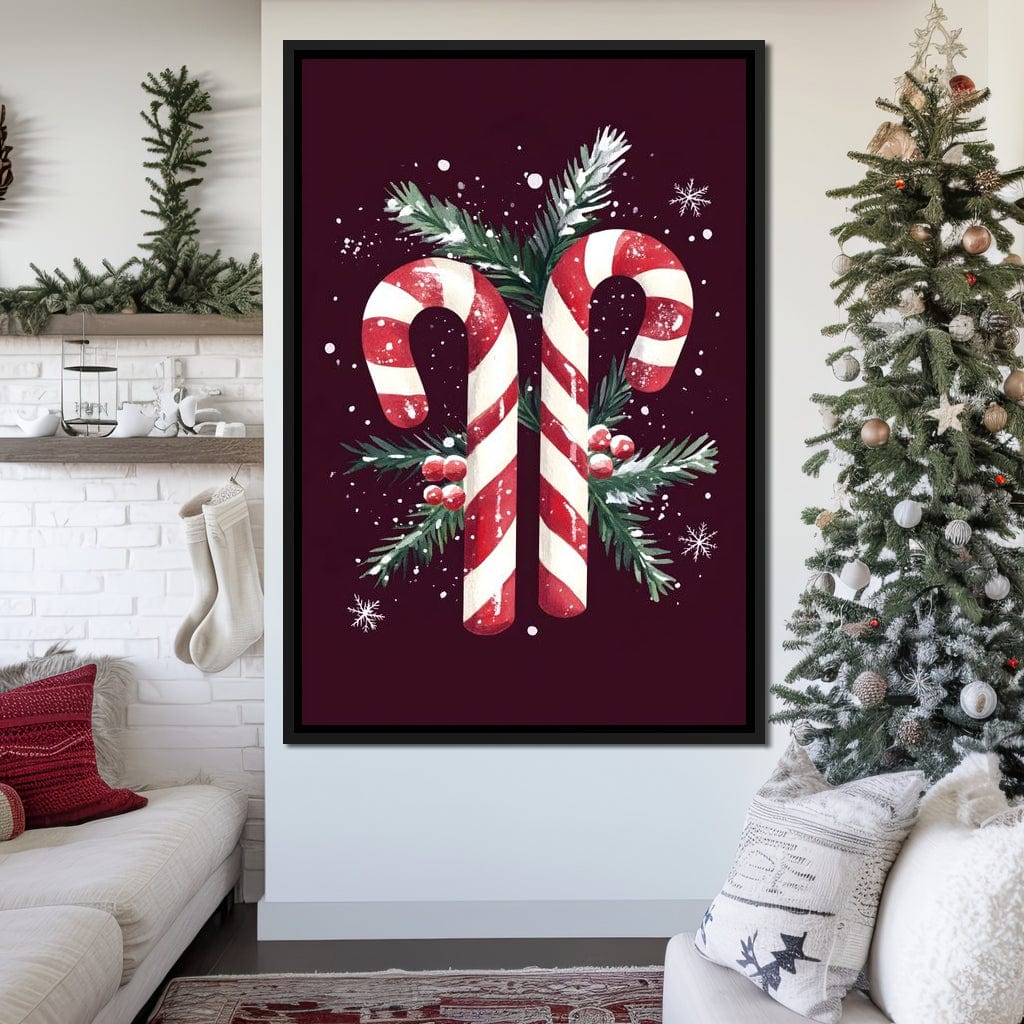Candy Cane Christmas Treat Canvas Wall Art