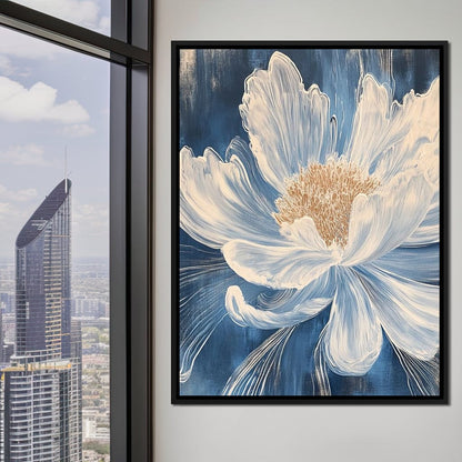 Petal Harmony in Blooming White Canvas Wall Art