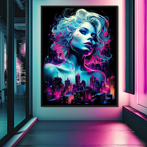 Neon Reverie Portrait 06 Canvas Wall Art