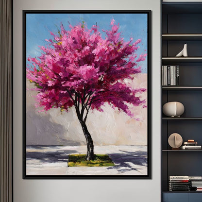 Fuchsia Blossom Tree Courtyard Canvas Wall Art