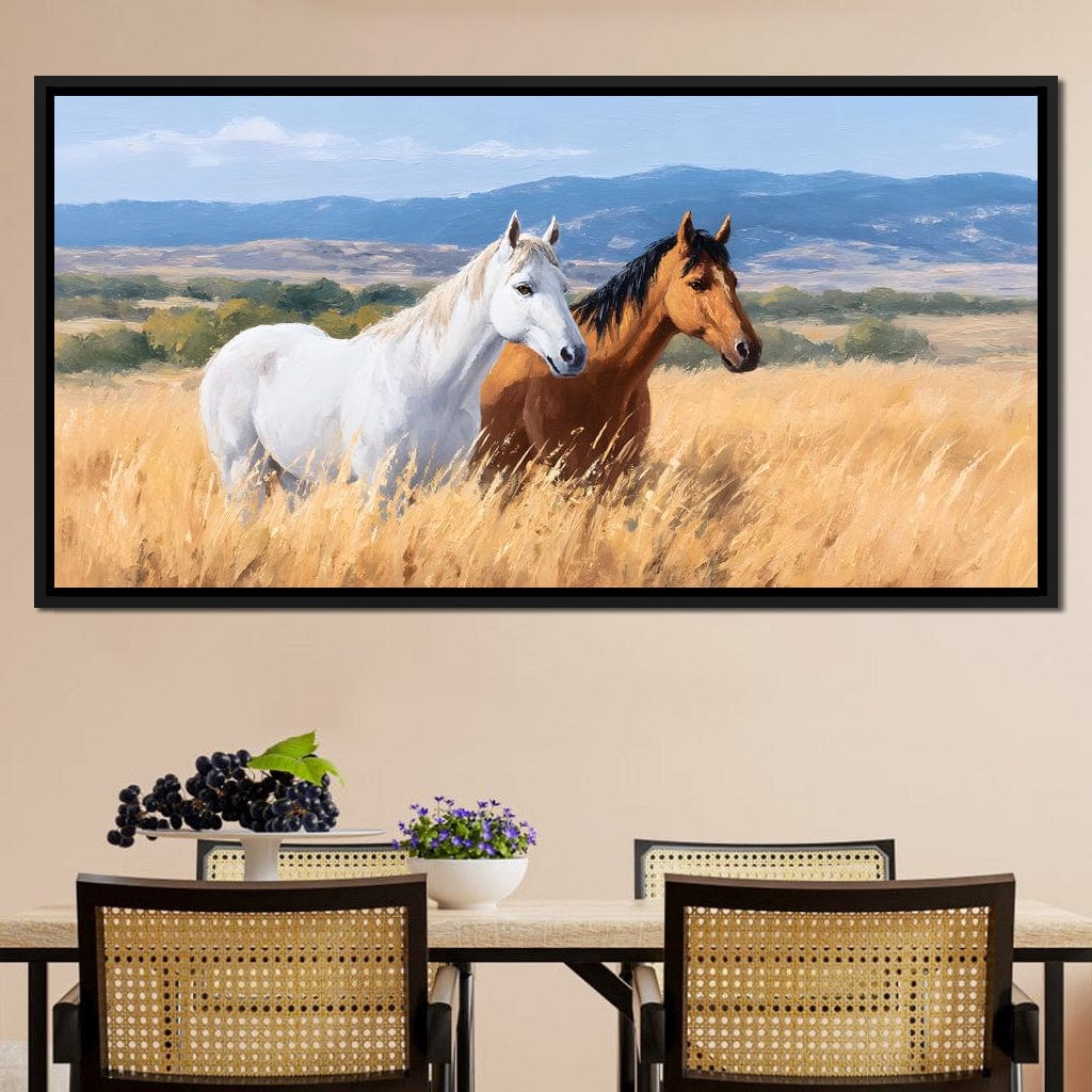 Equine Journey Through Fields Canvas Wall Art