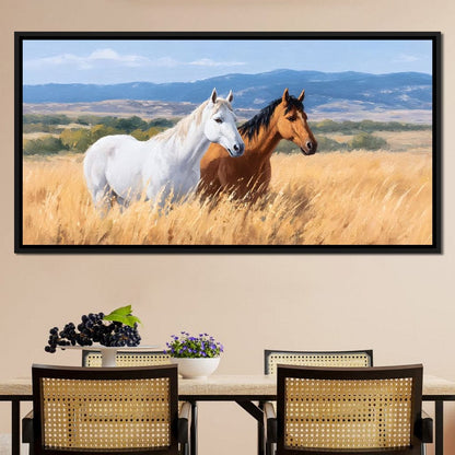 Equine Journey Through Fields Canvas Wall Art