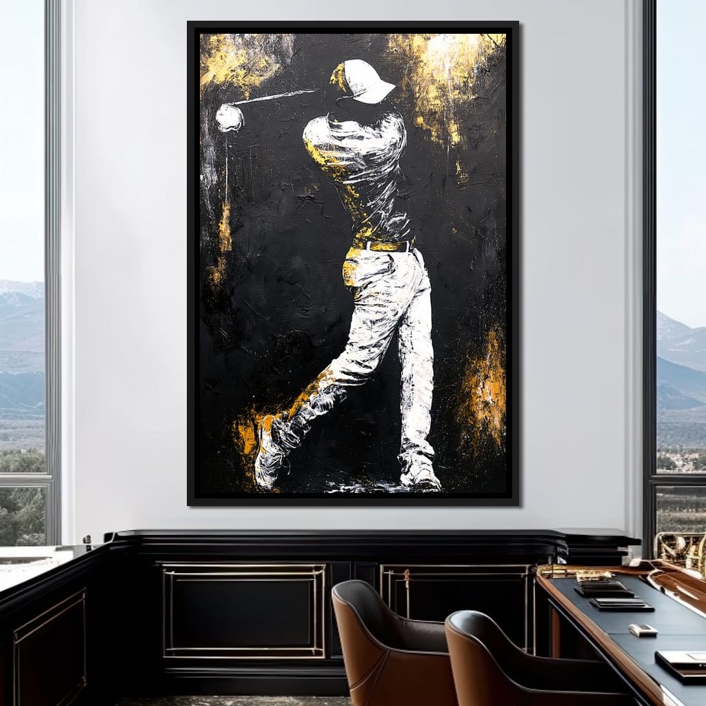 Golf Profile in Black Canvas Wall Art