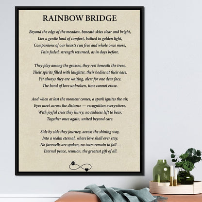 Rainbow Bridge Poem Canvas Wall Art