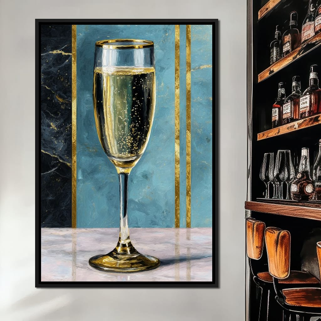 Gilded Champagne Elegance Canvas Wall Art
