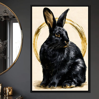 Gilded Hare Watching The Horizon Canvas Wall Art