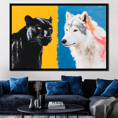 Panther And Wolf Color Clash Canvas Wall Art