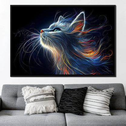 Celestial Feline Illuminations Canvas Wall Art