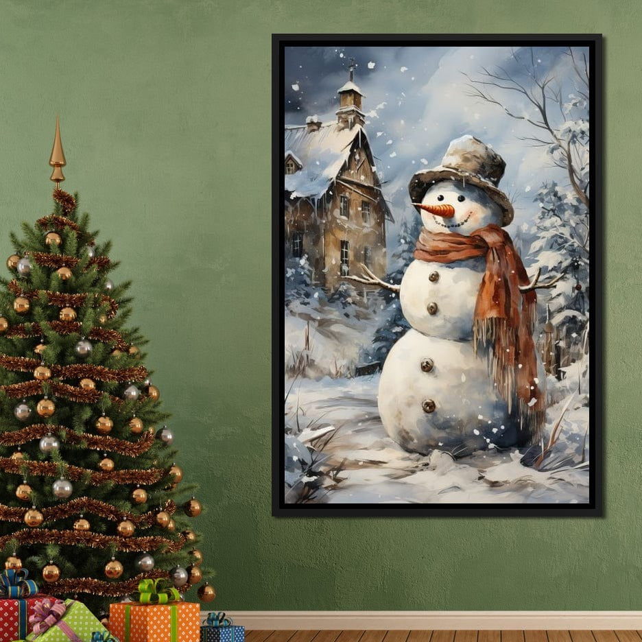 Christmas Snowman Canvas Wall Art