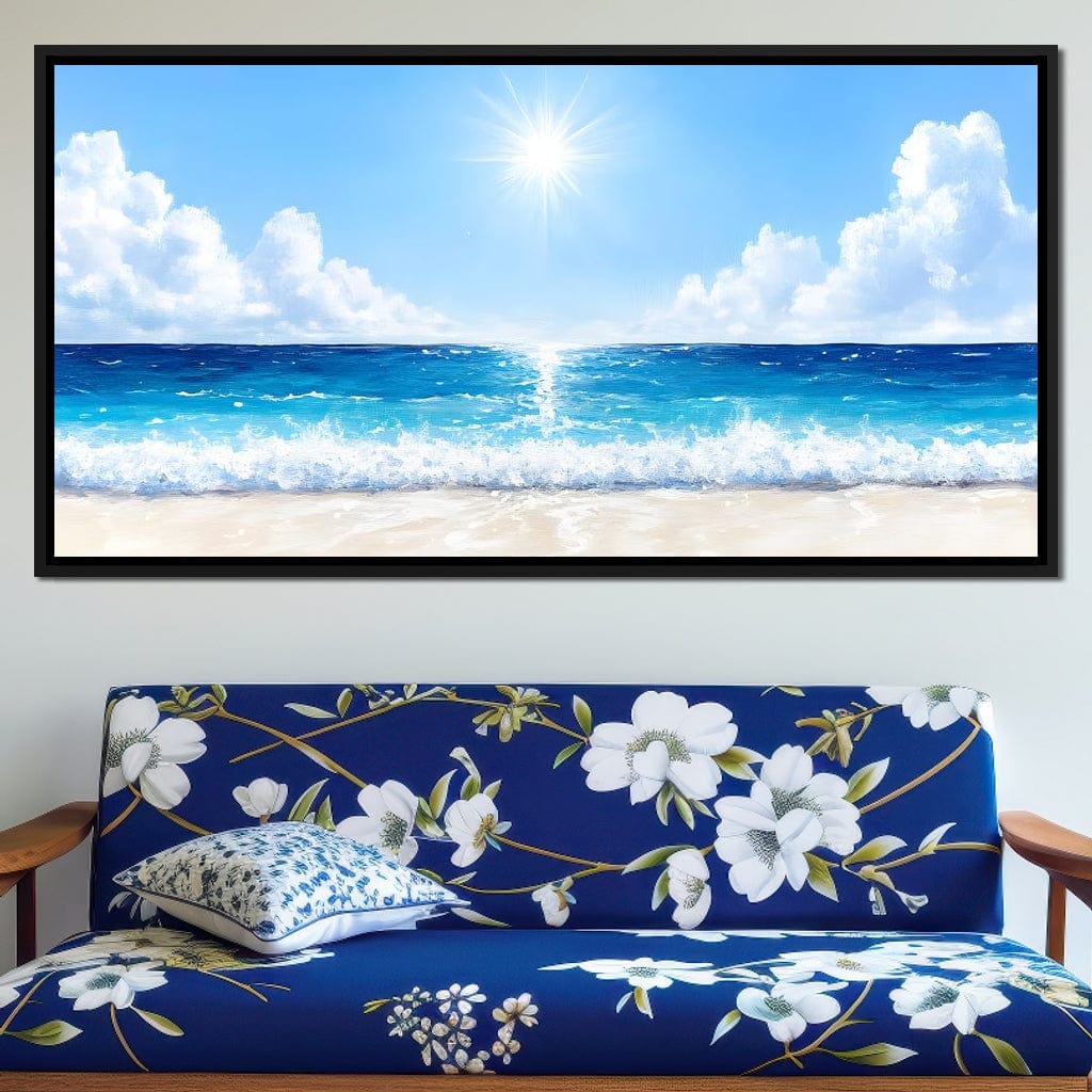 Endless Horizon Sunlit Beach Canvas Wall Art