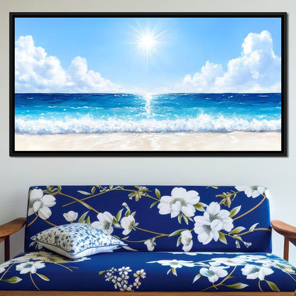 Endless Horizon Sunlit Beach Canvas Wall Art