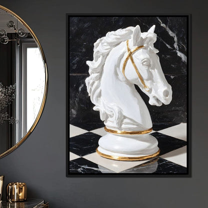 Gilded Knight on Marble Board Canvas Wall Art