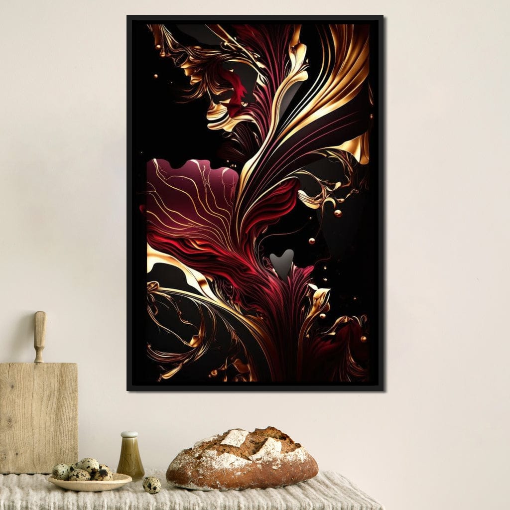 The Marble-Lux Collection: Dark Red & Vibrant Gold 02 Canvas Wall Art