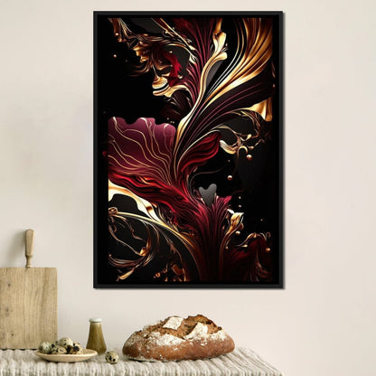 The Marble-Lux Collection: Dark Red & Vibrant Gold 02 Canvas Wall Art